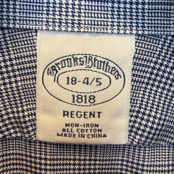 Brooks Brothers Men’s 18 4/5 Regent 1818 Button Down Shirt Houndstooth Plaid EUC - Picture 3 of 9